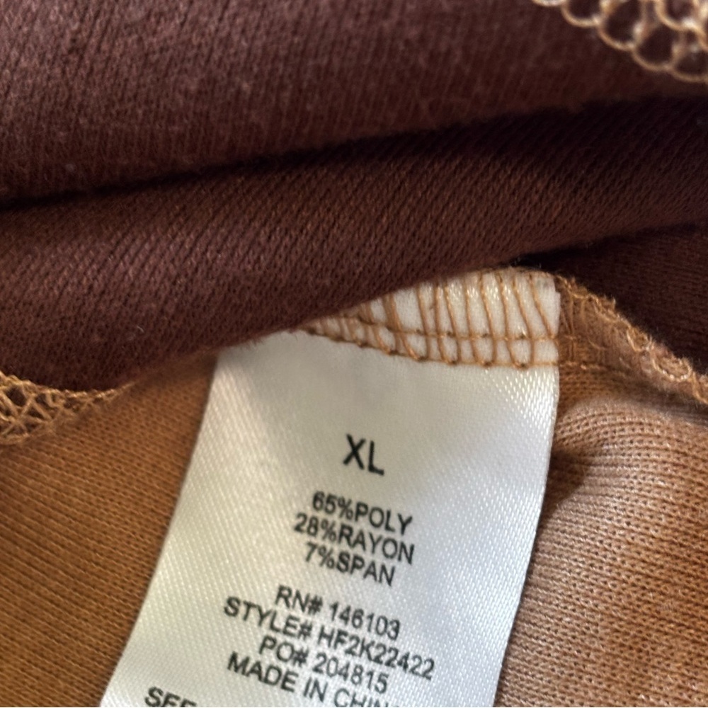 Colorblock Long Sleeve Top XL Neutral Patchwork Fall Outfit - Picture 4 of 7